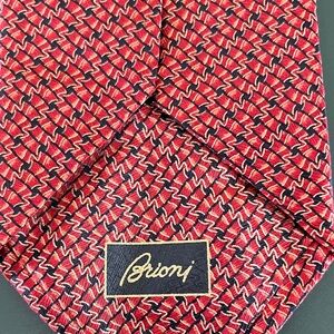 Brioni Red and Black Silk Patterned Tie